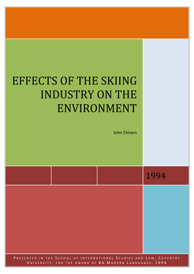 Effects of the Skiing Industry on the Environment Cover